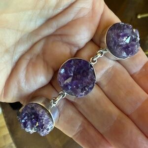 amethyst bracelet sterling silver estate druzy